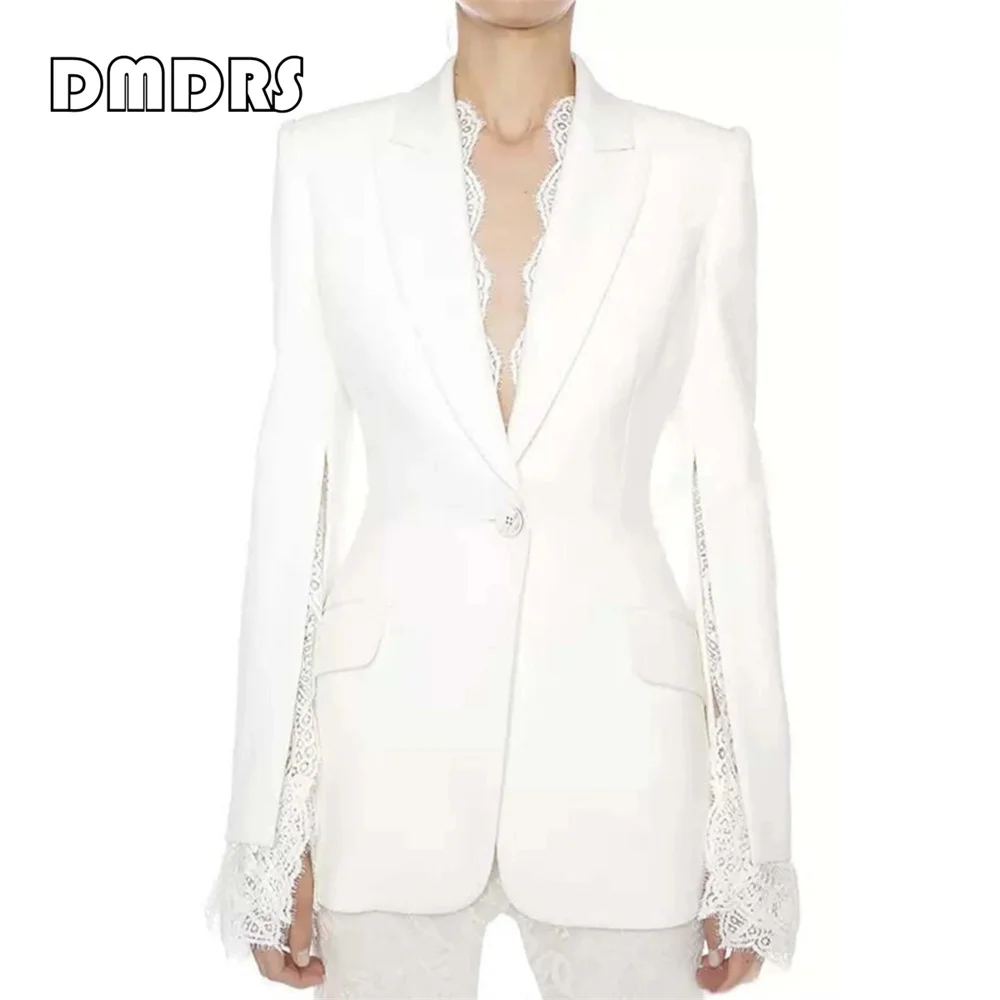 Lace Women Casual Suit Blazer Long Sleeves Slid Custom Made Colors Plus Size XS to 5XL One Button Blazer Formal Tuxedo Jacket