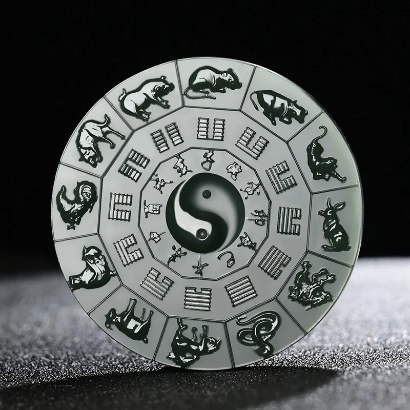 

Ювелирные изделия из натурального нефрита Хэтянь, двухсторонняя резная подвеска с восемью триграммами двенадцать знаков зодиака в Цинюю для меня