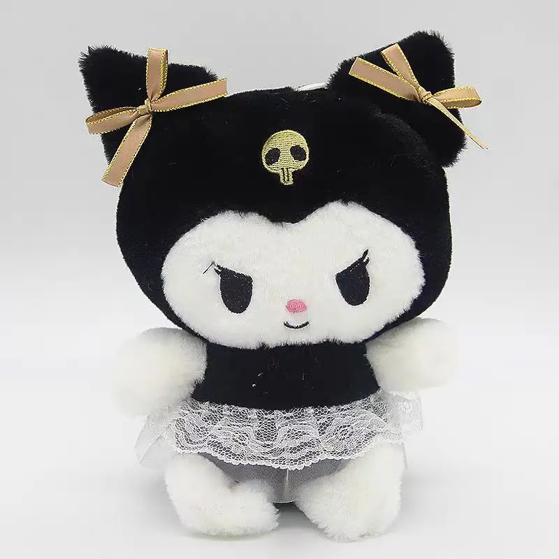 22cm Sanrio Kuromi Pluszowe zabawki Poduszka Kawaii Anime Kuromi Pluszowa lalka Miękka wypchana kreskówka Urocza lalka Wystrój domu Dziewczyny Prezenty świąteczne