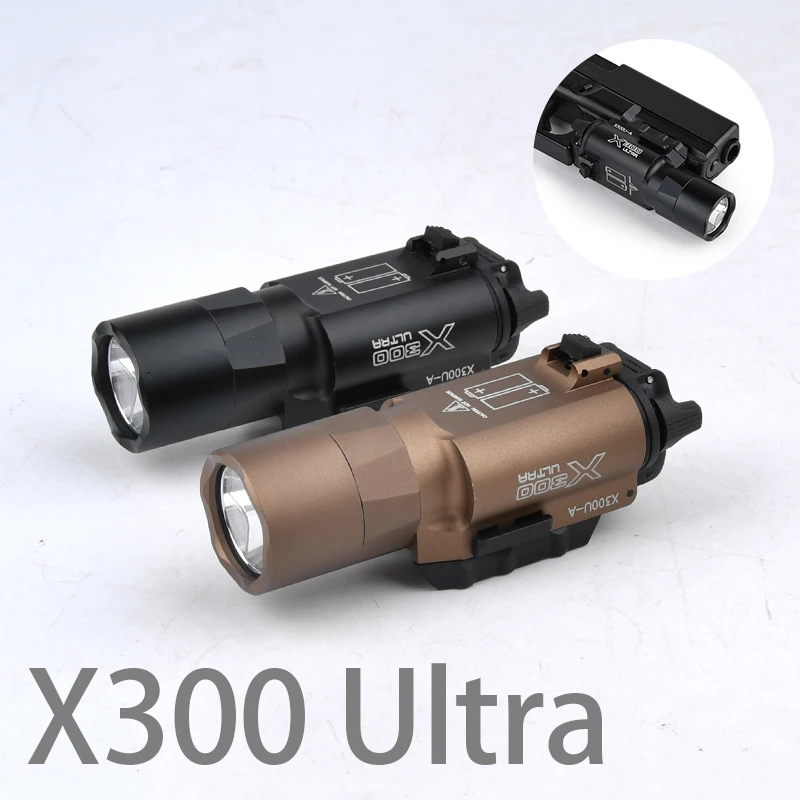 

Tactical X300 Ultra Metal LED Flashlight SureFir X300U-A Handgun Torch Hunting Weapon Light 600lumens White Lighting Pistol lamp