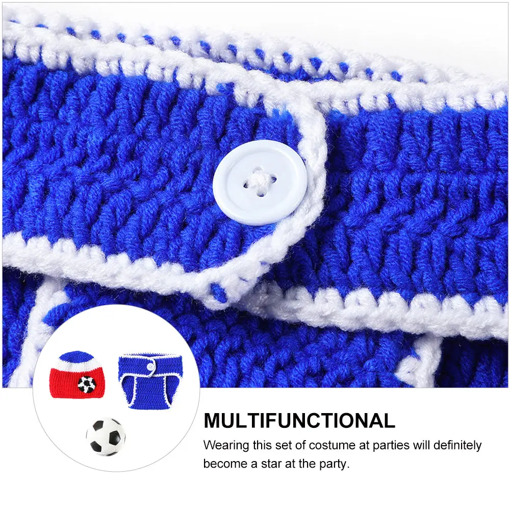 

1Set Newborn Football Photography Outfit Baby Costume Set Knitted Shorts Hat Baby Photo Shoot Clothes Newborn Photo Shoot Outfit