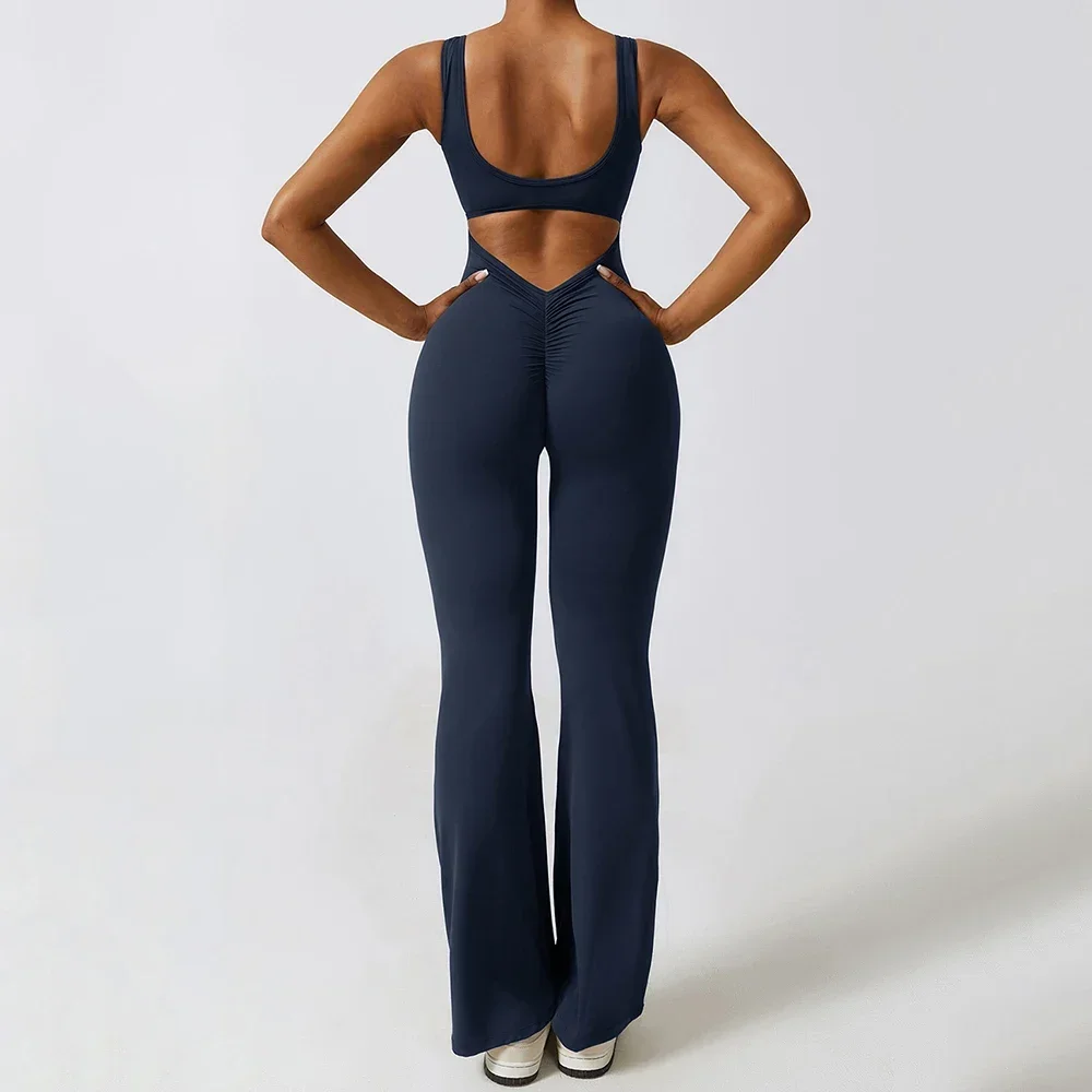 Sem mangas scrunch butt yoga macacão acolchoado fitness bodysuit roupas esportivas de treino de uma peça feminino sem costas queimado conjunto de ginásio