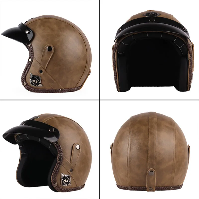 DOT Open Face Casco Moto Motorcycle Accessories Men Moto Helmets Certificated Retro Motorcycle Helmet Free Goggles