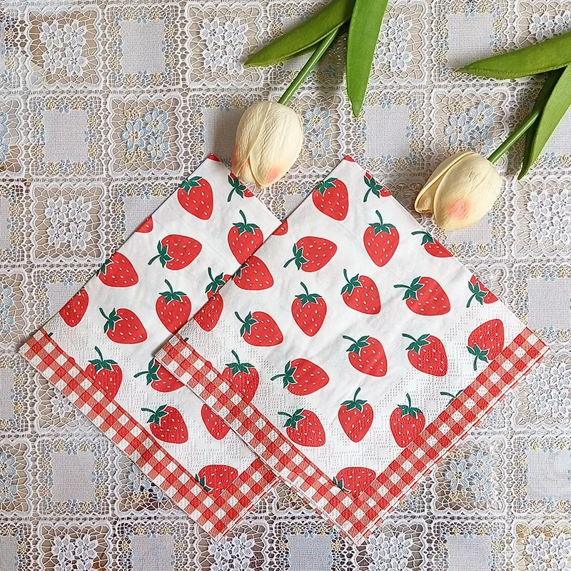 20 Stück/Packung Fruchtbedruckte Papierservietten Geburtstag Feiertag Festival Kinder Cocktail Tee Elefanten Dekorative Abendessen-Servietten – Detail 7