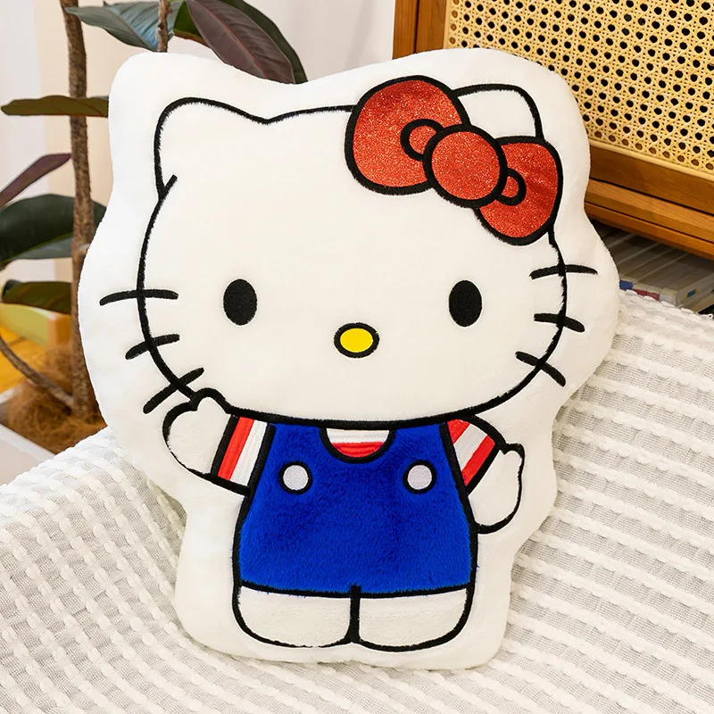 45CM Anime Sanrio Hello Kitty dessin animé en peluche poupée PP coton rempli oreiller Kawaii canapé coussin ornement cadeau de vacances