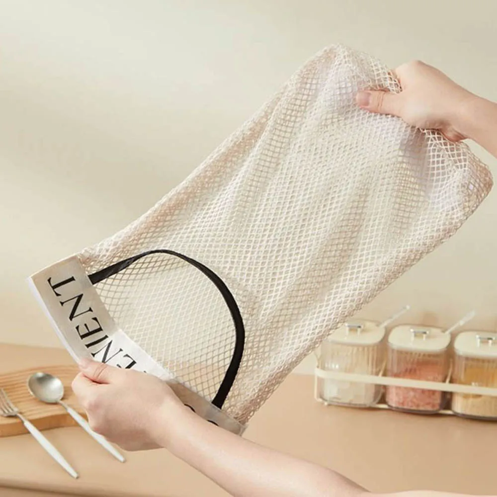 Hanging storage bag for household storage, large capacity kitchen storage bag, bathroom mesh case organizer, Velcro mesh bag