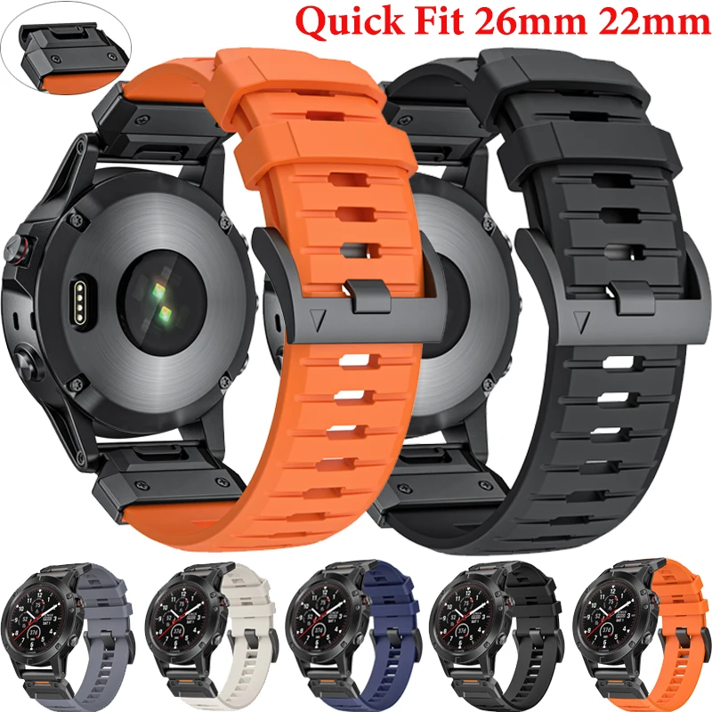 

Quick Fit 22mm 26mm Rubber+Metal Strap for Garmin Tactix8 51mm 47mm Fenix 8 7 7X 6X 6 Pro Wristband for Fenix 8 51mm 47mm Strap