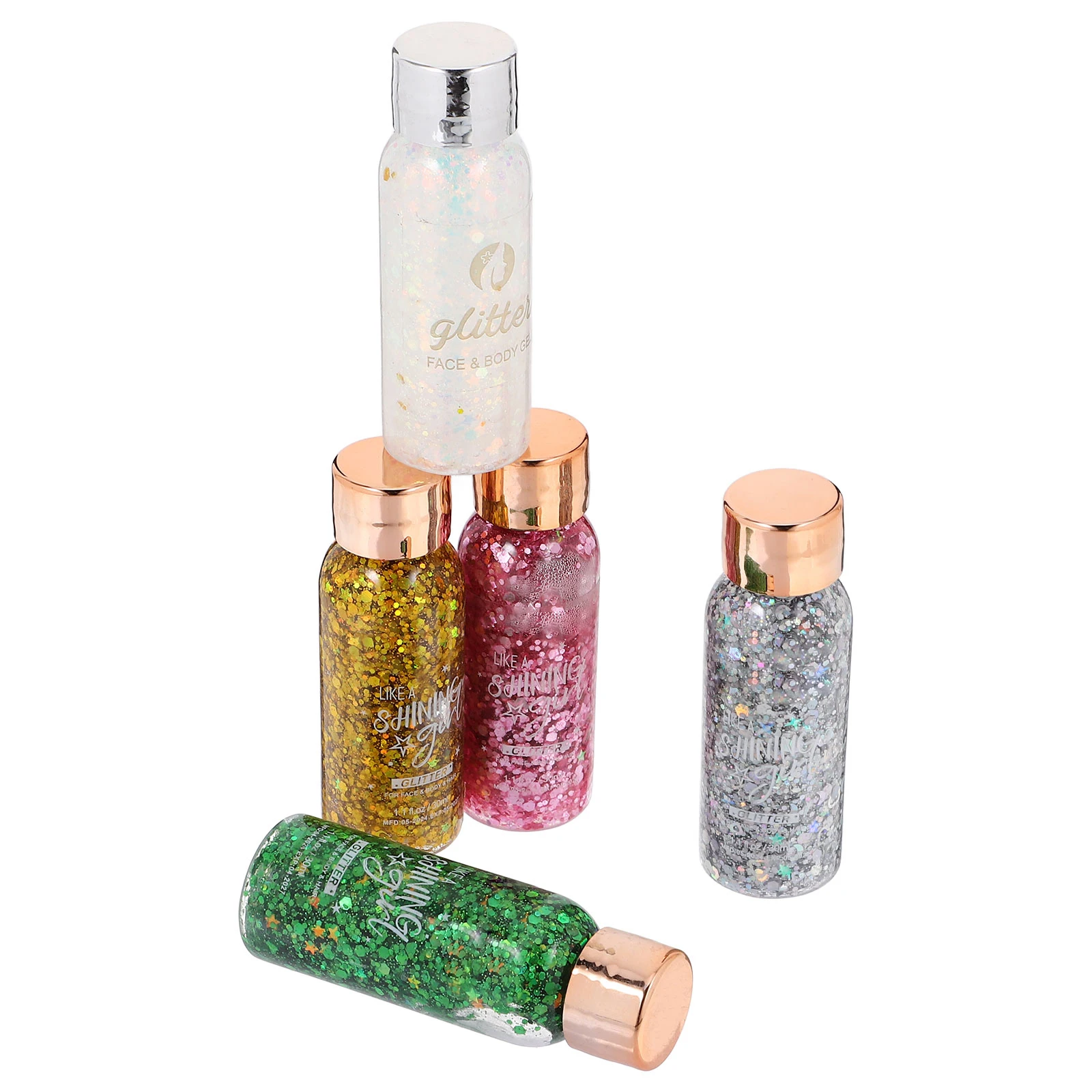 5Pcs Shining Body Gel Sequin Infused Lotion for Radiant Skin Texture Enhancer Glitter Eyeshadow Base Decorative Cream