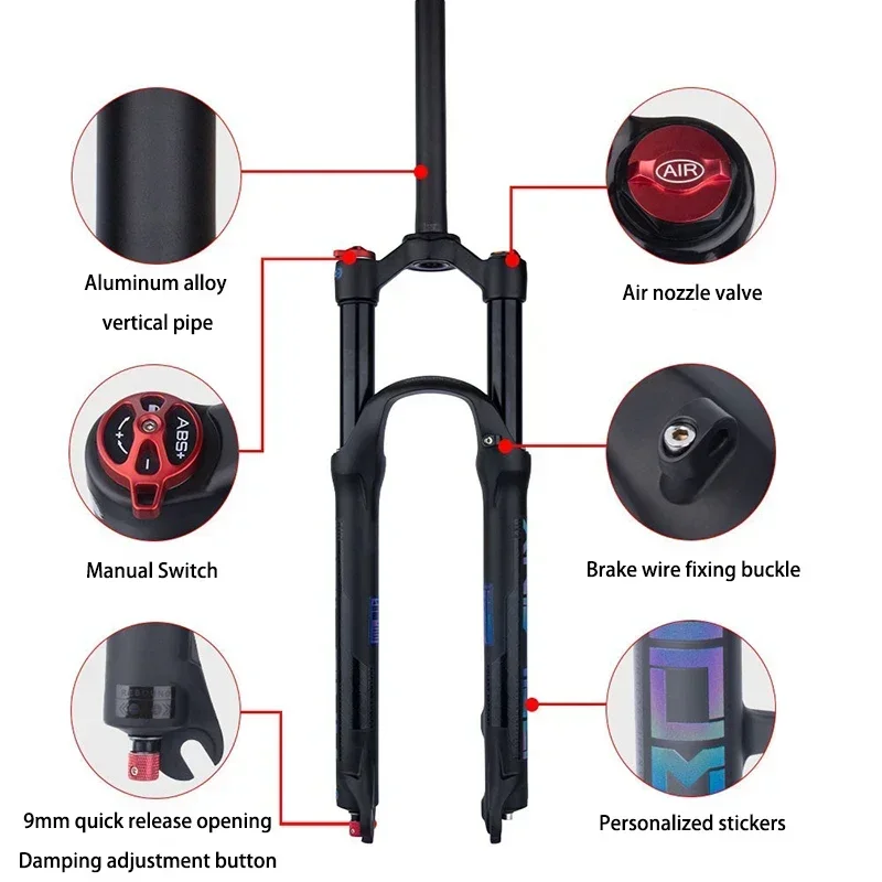 bolany Mtb 29 suspension 26/27.5/29 inch Bicycle fork Rebound Adjustment fork 29 mtb 120mm Travel Shock absorbing Air Fork