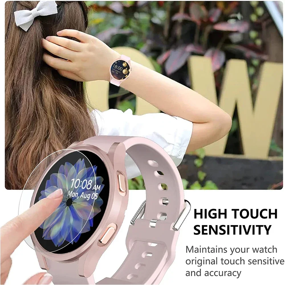 Funda para Samsung Galaxy Watch 5 4 44mm 40mm Protector de pantalla impermeable vidrio duro cubierta de parachoques de PC para Galaxy Watch 5 Pro 45mm