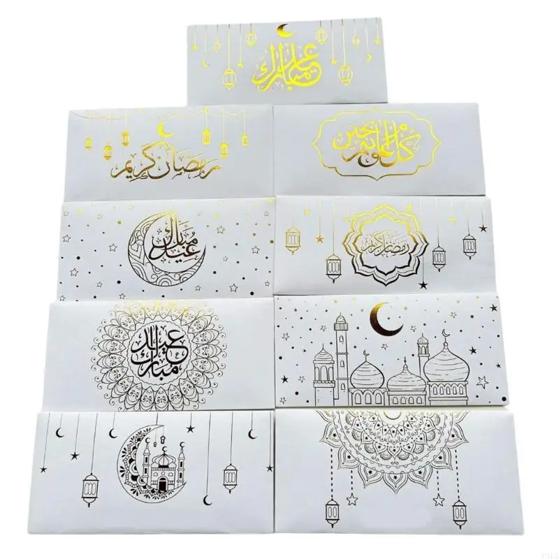 9pcs/18pcs/27pcs Elegant Eid Mubarak Money Envelopes Gift Card Bags Islamic Party Supplies Ramadans Decoration