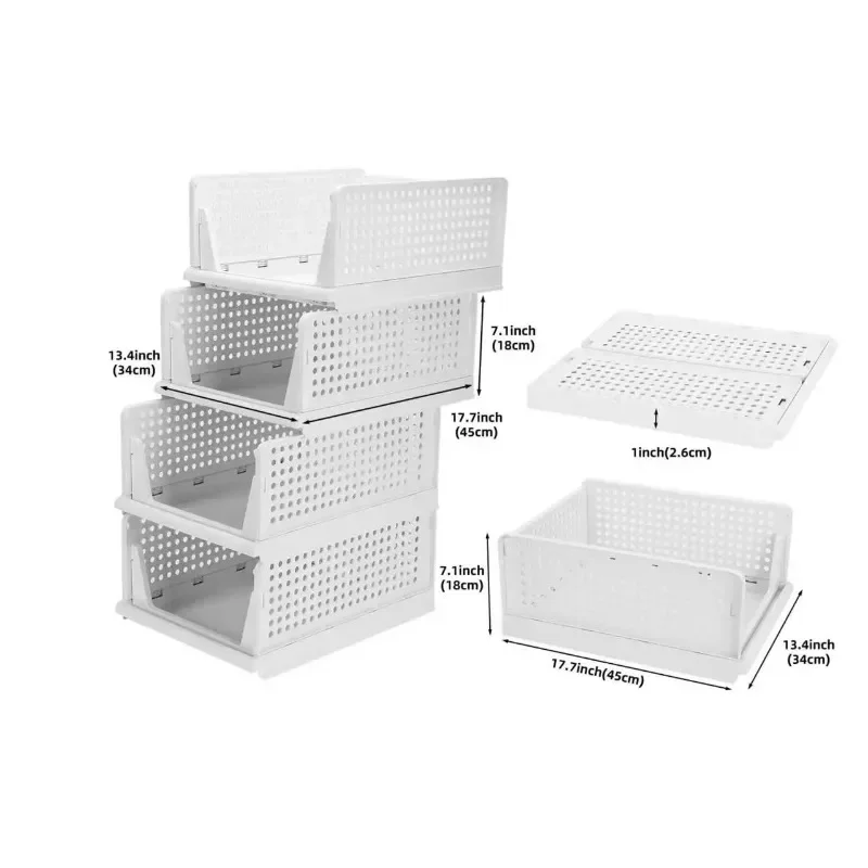 Plastic drawer basket clothes drawer box shelf 4 packs folding wardrobe storage device wardrobe cabinet storage box
