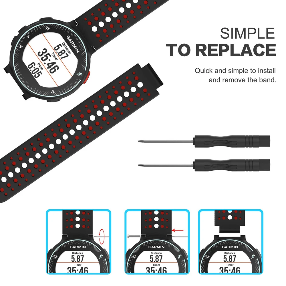 YAYUU Watch Straps For Garmin Forerunner 235,Soft Silicone Replacement Watch Bands for 220/230/235/620/630/735XT/235 Lite Bands