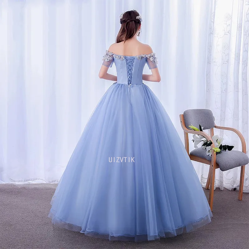 Sukienki Quinceanera Damskie Nowe Sukienki na Bal Maturalny Krótki Rękaw Odkryte Ramiona Suknia Balowa Słodki Kwiatowy Wzór Vestidos Debutantes Szyte na Miarę