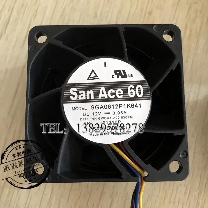 SANYO DENKI 9GA0612P1K641 DC 12V 0.95A 60x60x38mm 4-Wire Server Cooling Fan