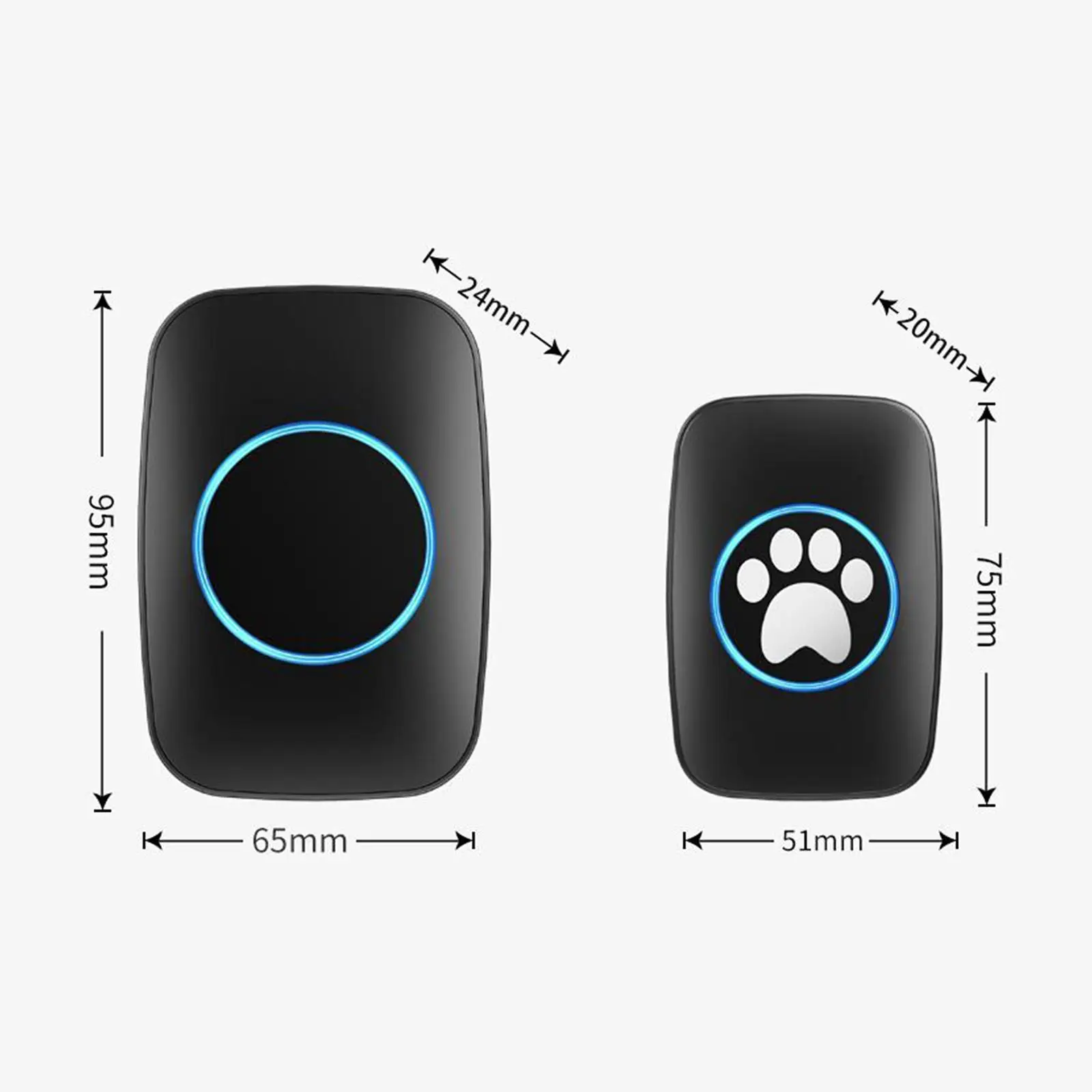 Wireless Dog Door Bell IP44 Waterproof LED Indicator Easy Installation Touch Button for Communication Potty Training Go Outside