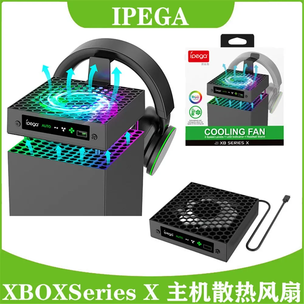 Heißer PG-XBX026A Lüfter Für Xbox SeriesX Konsole Smart Sensing Lüfter Geschwindigkeit Ändern Mit Temperatur Bunte RGB Licht Geräuscharm