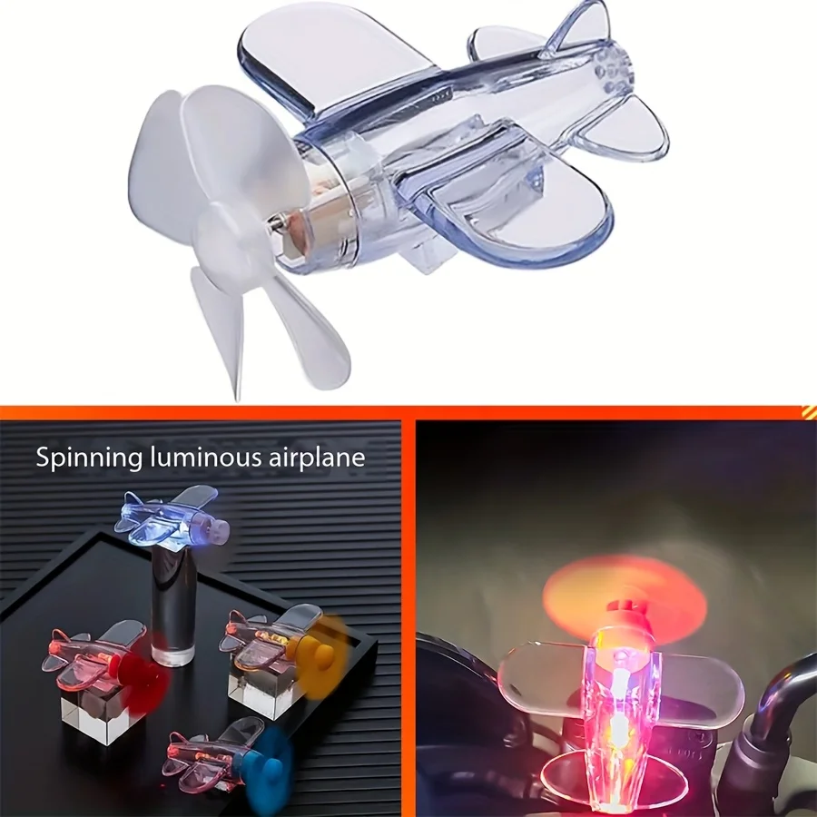 High-Quality Wind Powered Car & Motorcycle Ornament with Bright LED Lights - Durable Plastic, No Batteries Required Amagi