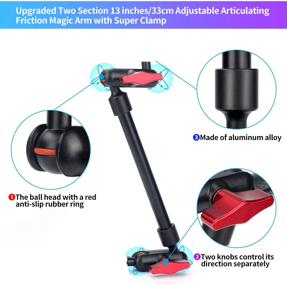 Smartphone Camera Action Gopro Clip Wall Mounted Webcam Studio Stand Magic Arm Bracket Clamp Mobile Phone Holder Tablet Holder