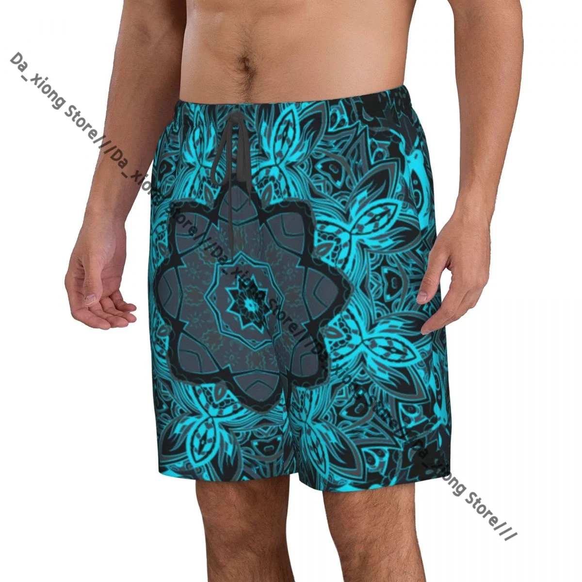 Men Beach Short Quick-drying Swimming Trunk Tracery Mehndi Design Swimwear Swimsuit Bathing Shorts