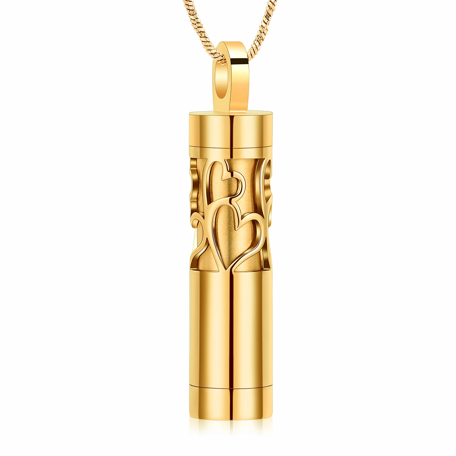 Heart Cylinder Urn Necklace for Ashes Cremation Jewelry for Ashes for Women Men with Mini Keepsake Cylinder Urn