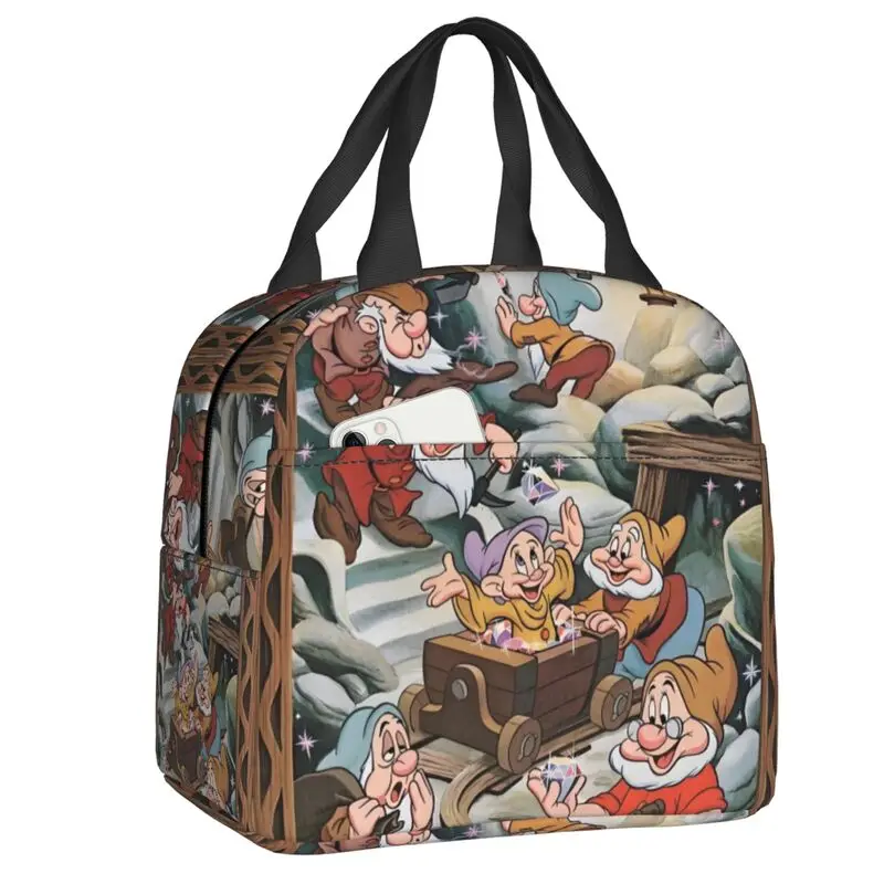 

Custom Snow White And The Seven Dwarfs Lunch Bag Fashion Film Cartoon Cooler Thermal Insulated Lunch Boxes for Adult Office