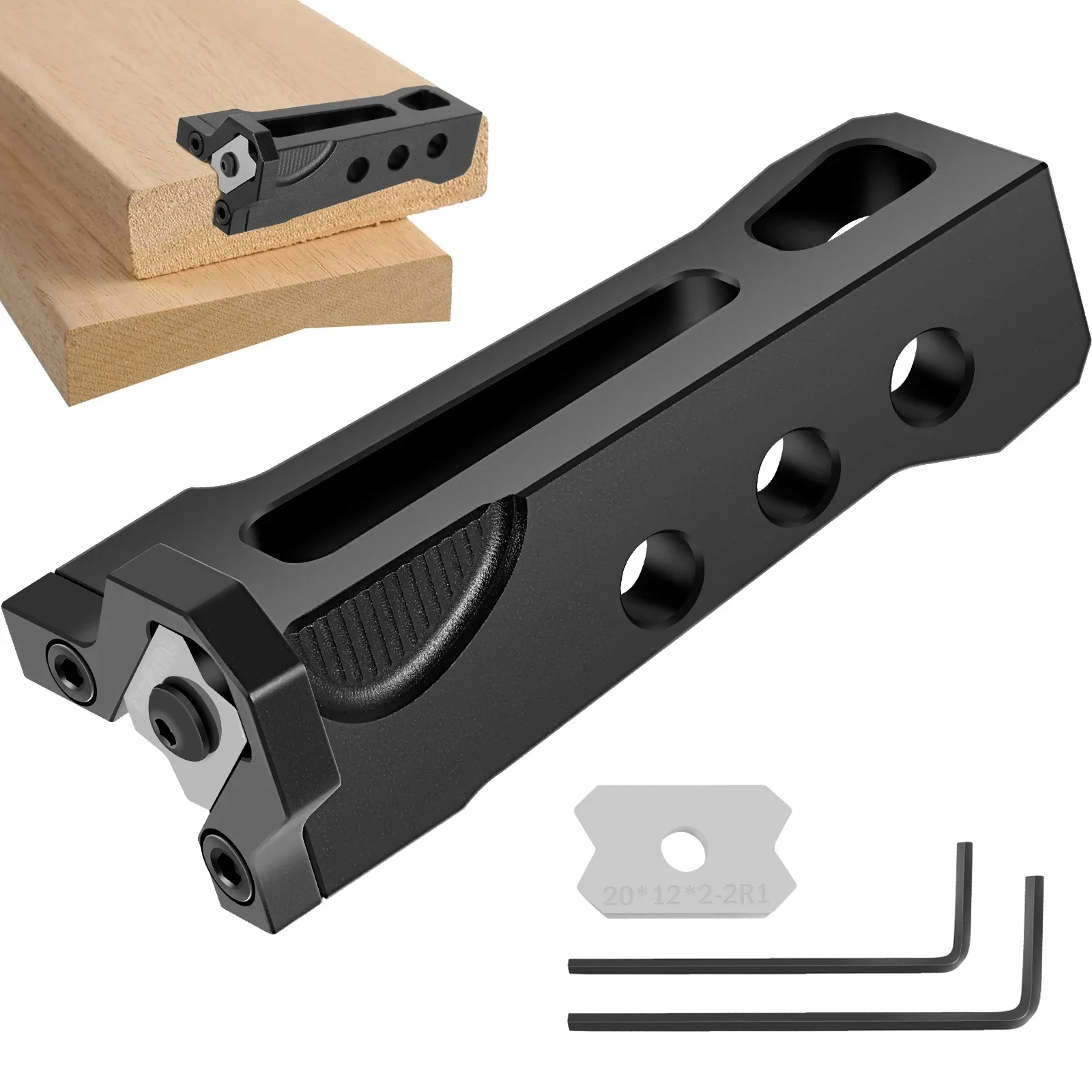 

Woodworking Chamfering Edge Band Trimmer Veneer Edge Cutter Tool Quick Edge Deburring Manual Planer Cutter with R1 R2 Blade
