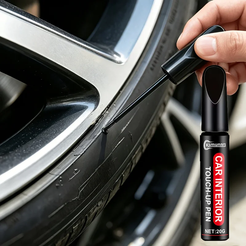 Black car scratch repair brush - 2 pack, wheel scratch cover brush, restores glossy surface, suitable for black rims and hubcaps