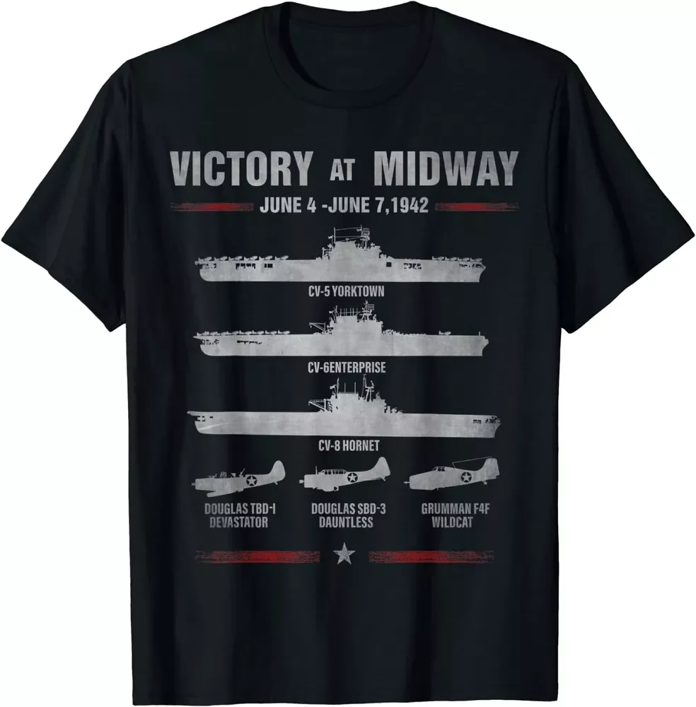 

New Victory At Midway Battel World War 2 T-Shirt Short Sleeve Casual 100% Cotton T Shirt
