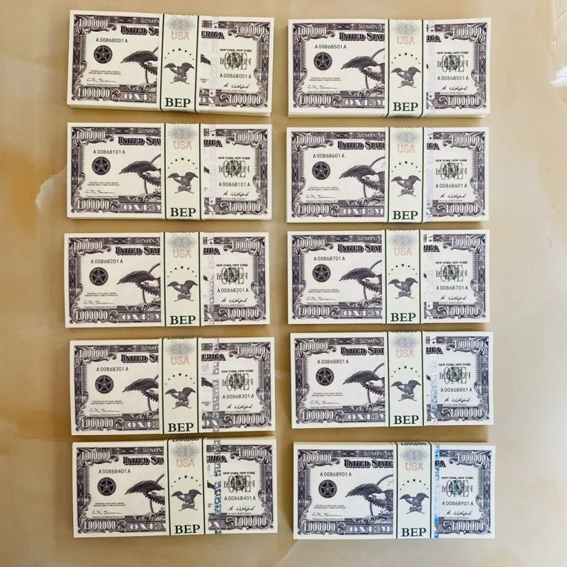 

10~1000pcs USA One Million Dollars Bills US Dollars Fake Dollars Paper Money with UV Light Fake Paper Bills Banknotes Art Gifts