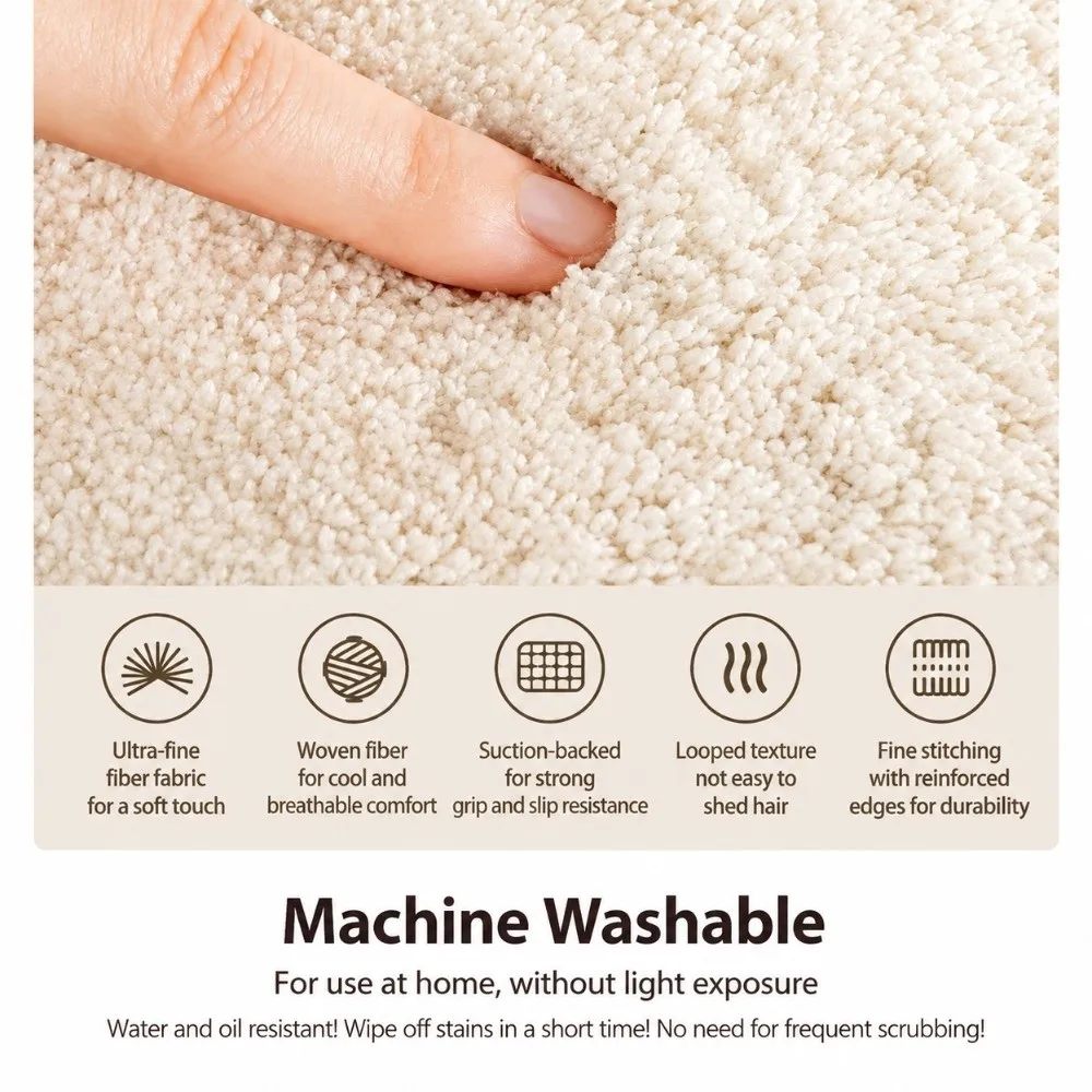 Decorative Cartoon Pattern U-Shaped Bathroom Rug Splash Proof Non-Slip Cat Pattern Rug U-Shaped Curved Toilet Rug Bathroom Floor
