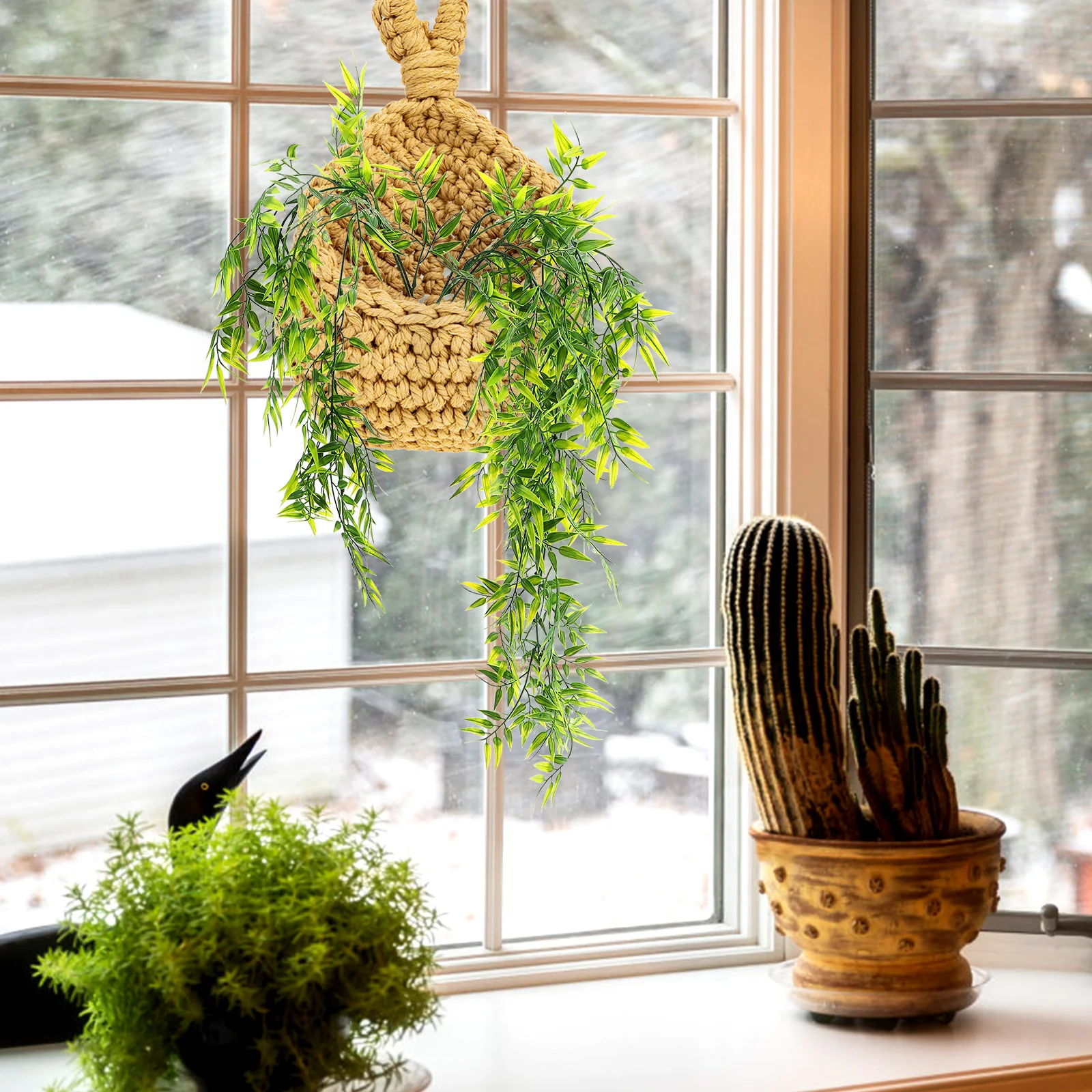 

Artificial Hanging Plants Plastic Hanging Vine Realistic Lifelike Green Leaf Simulation for Home Door Wall Wedding Party Decor