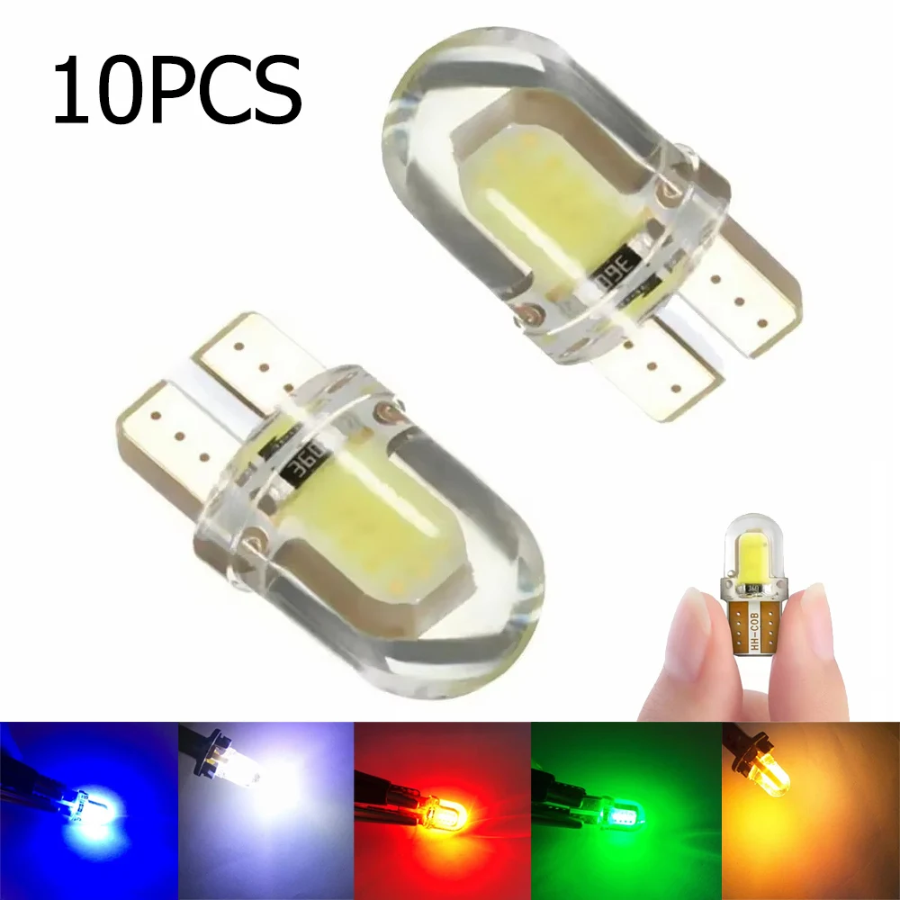 10X T10 Led Light Bulb 1w Car License Plate Cob Lighting 12v Silicone Lamp 360° Beam Turn Signal Energy Saving Dome W5w Ceramic