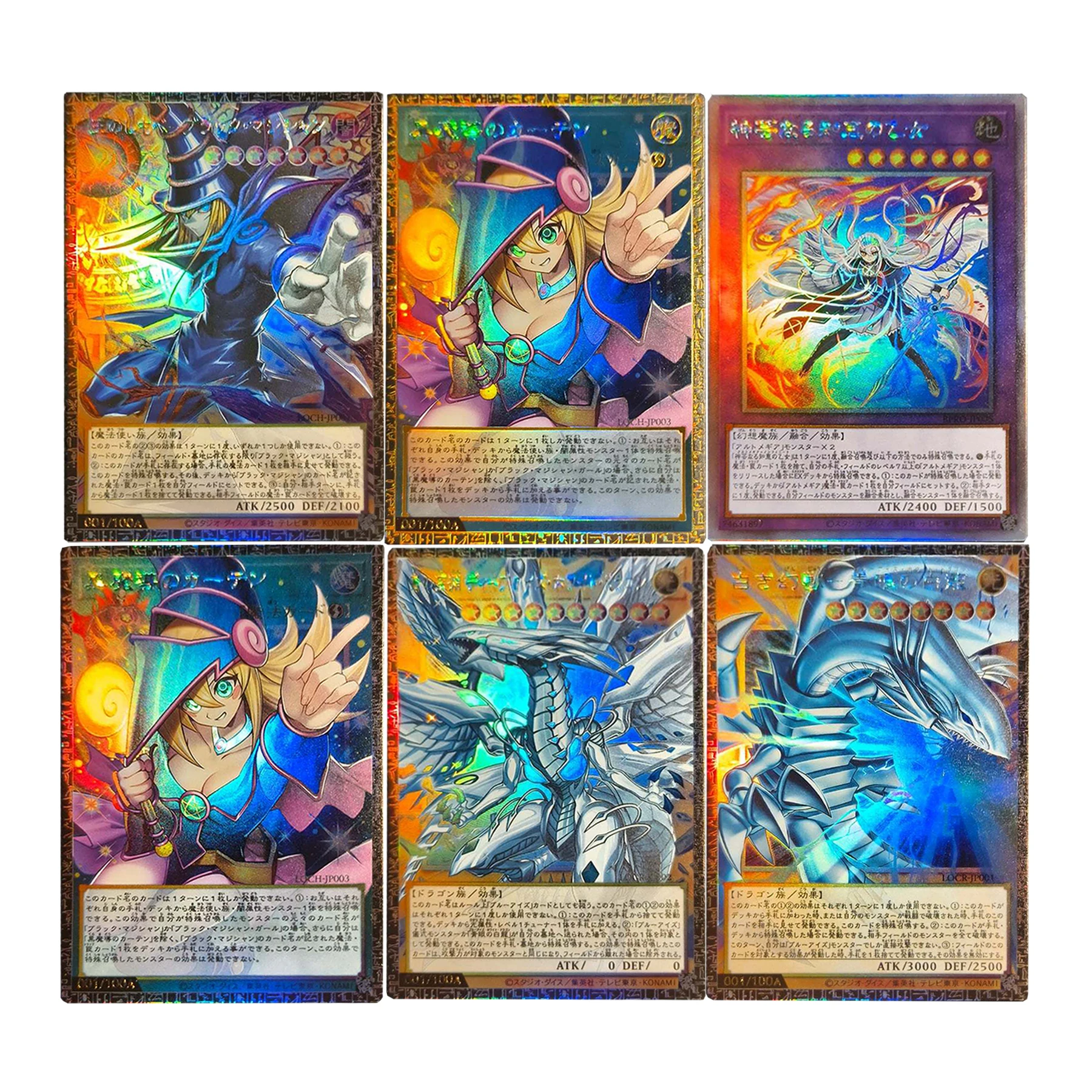 6 Stile 59X86Mm DIY Yu-Gi-Oh! Blue-Eyes White Dragon Sammelkarte Farbiger Glanz Ygo Dark Magician Anime-Karten Geschenkspielzeug
