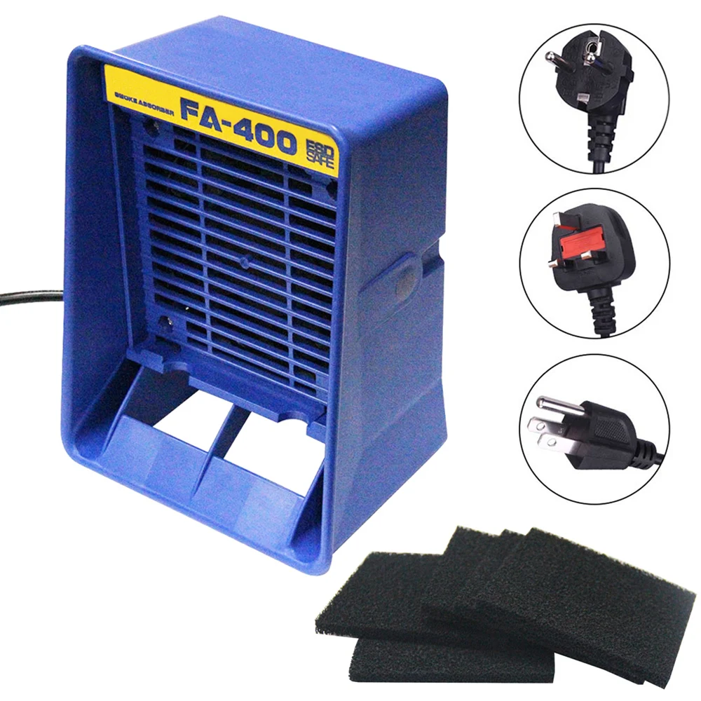 Portable Exhaust Fan with 5Pcs Activated Carbon Filter Sponge ESD Smoke Fume Extractor Protable Smoking Instrument Set 220V/110V