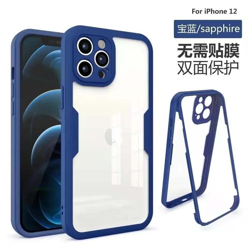 Siêu Mỏng Ốp Lưng Trong Suốt 2 Mặt Bảo Vệ Cho IPhone 11 12 13 Pro Max XS Max XR X Mềm Mại silicone TPU Bao Bọc Toàn Điện Thoại Ốp Lưng