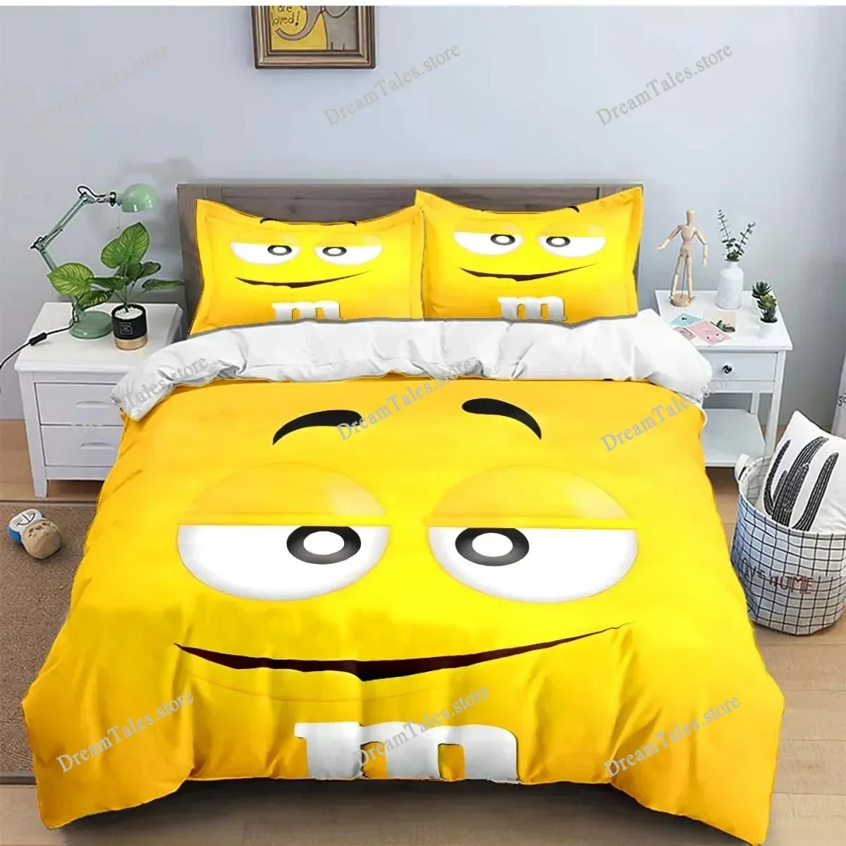 

M&M Chocolate Logo Bedding Set Duvet Cover 3d Bedding Fashion Design Decoration King Duvet Cover Set Double Bed Set Bedding Sets