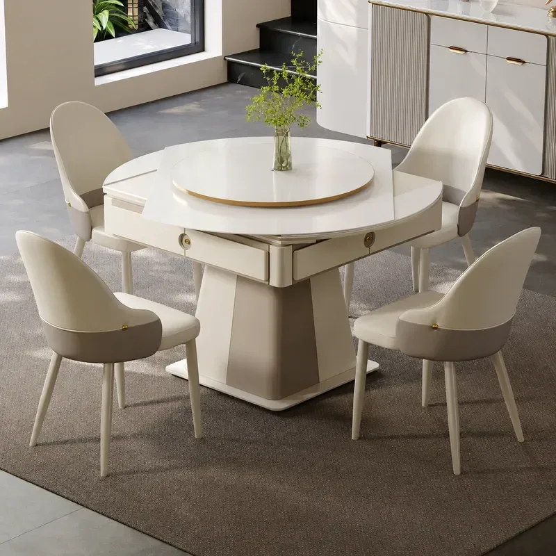 New Mahjong Machine Dual Purpose Dining Table Rotating Enlarged Round Table Silent Multi Functional Mahjong Table Solid Wood