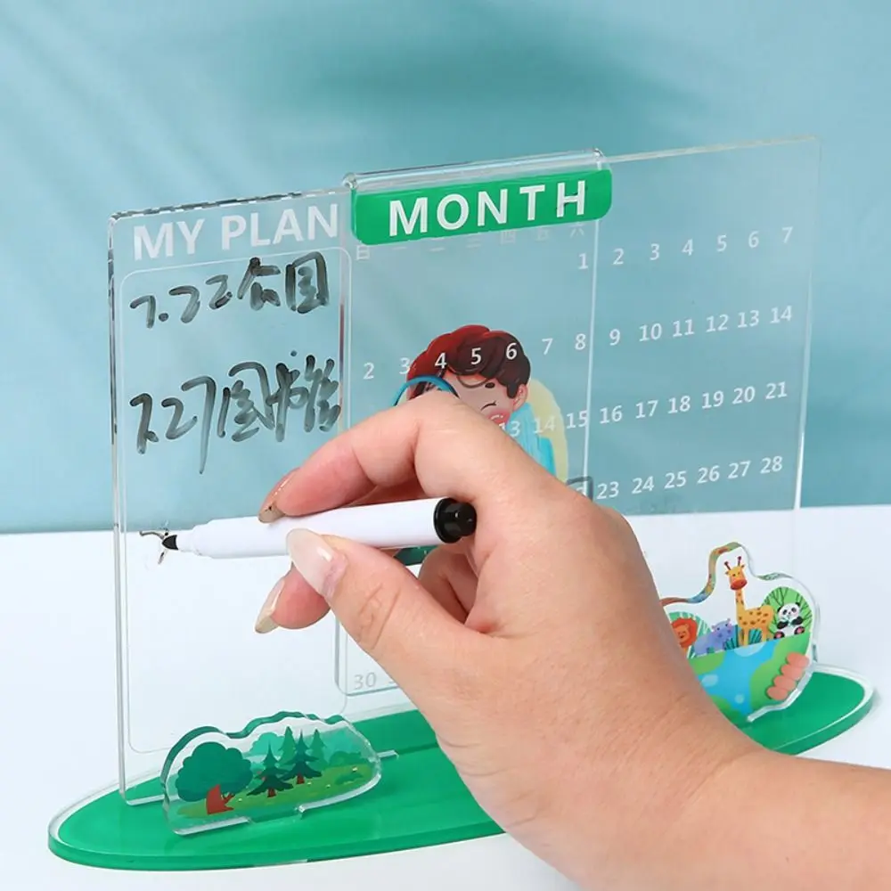 Erasable Message Board Slider Perpetual Calendar Universal Writing Notepad Acrylic Calendar with Pen Schedule Reminder