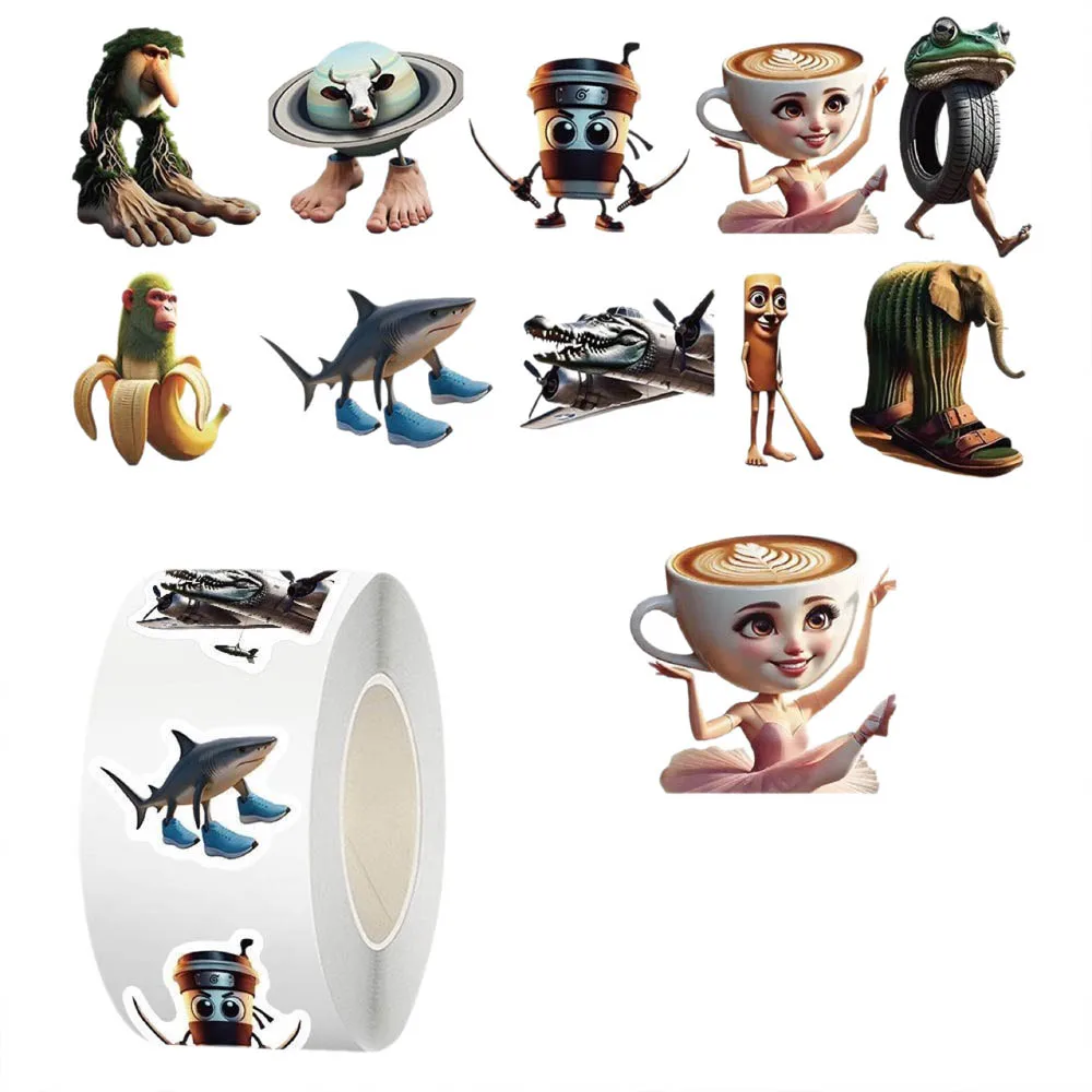 500pcs Tung Tung Sahur Ai Abstract Sealing Stickers, Diy Pvc Laptop Decal Decorative Stickers, Reward Gift image 3