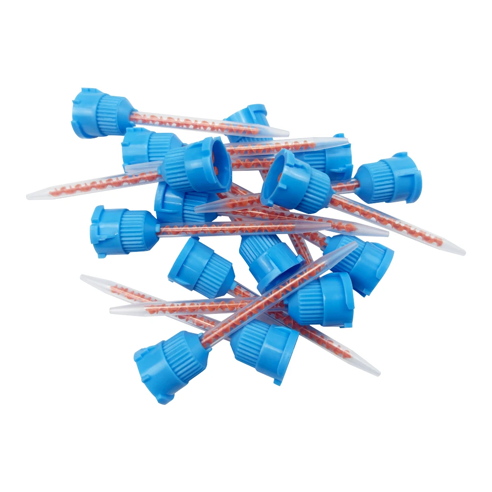 50Pcs 10:1 Dental Material Silicone Rubber Gun Conveying Mixing Head Dentistry Disposable Impression Silicone Rubber Mixing Tips