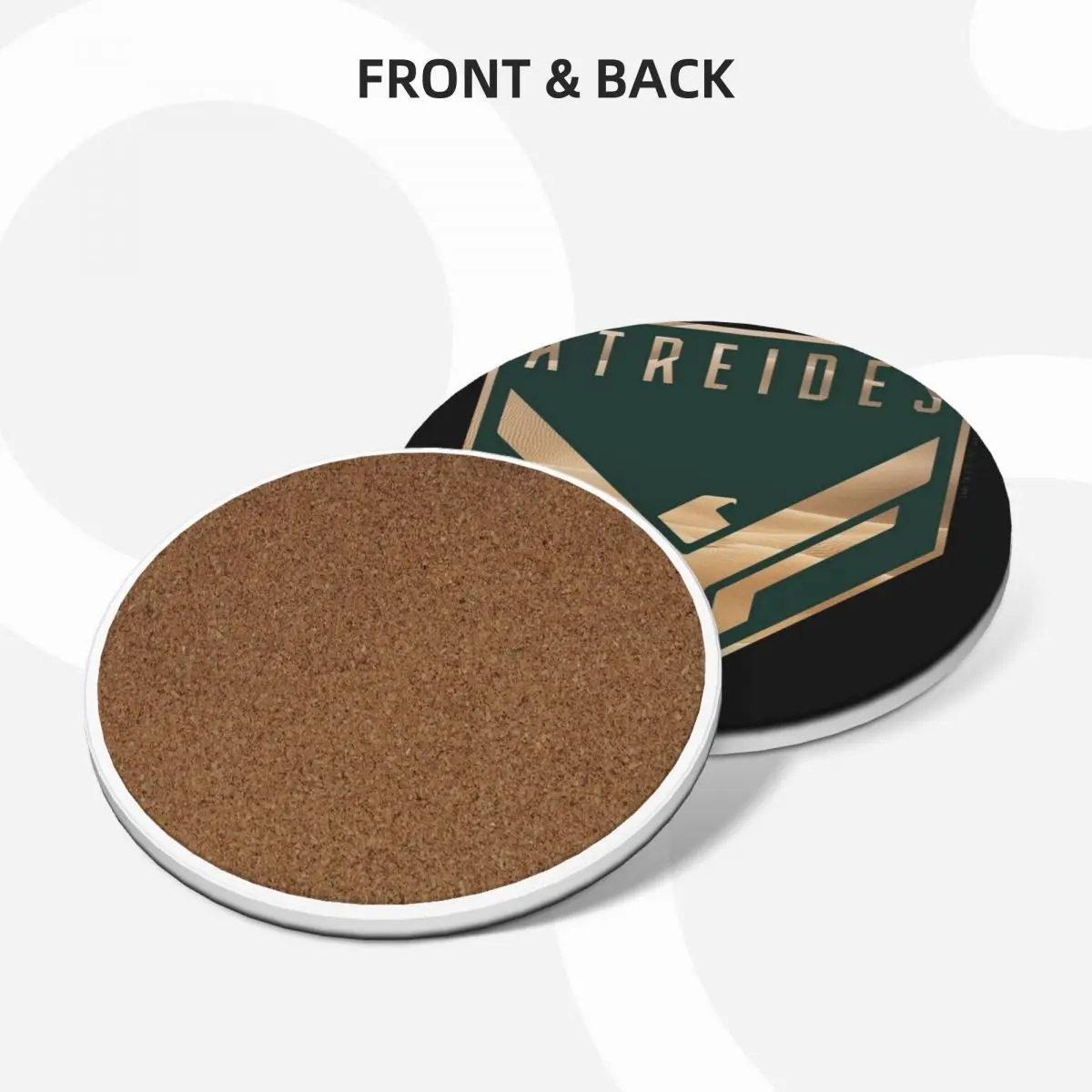 Dune - House Atreides Badge Inverted (Dark Image) - Ceramic Coasters (Set of 4) black custom Coasters