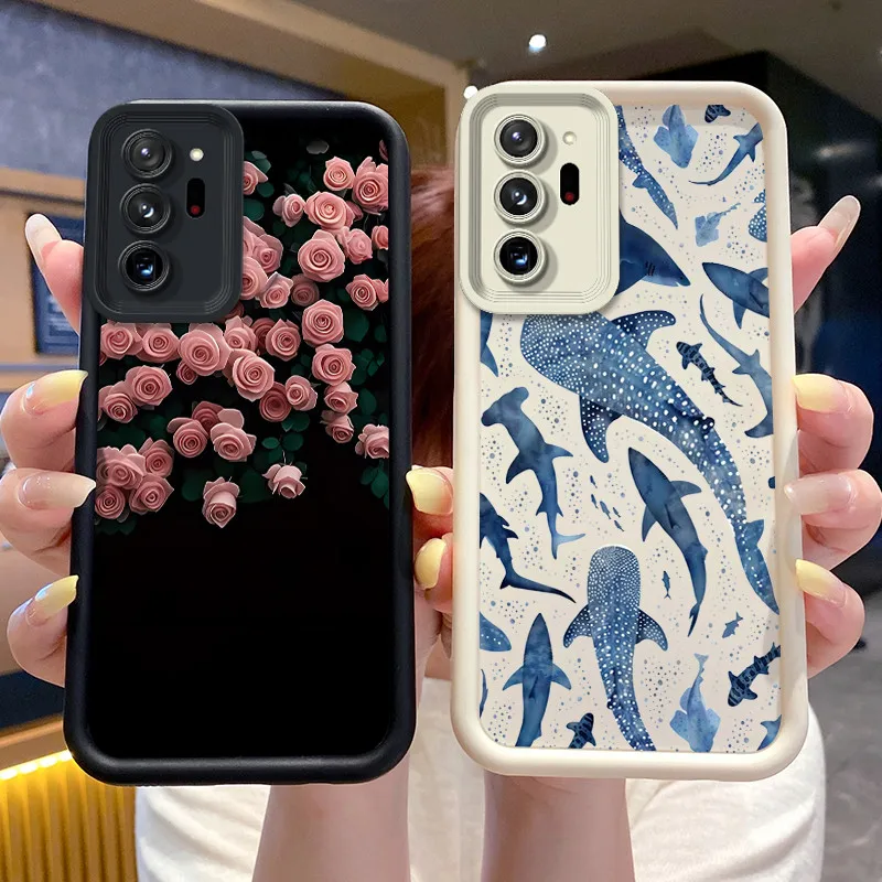 Shockproof Case For Samsung Galaxy Note20 Ultra Phone Cases For Samsung Note 20 5G Funda Flower Print Silicone Protective Cover