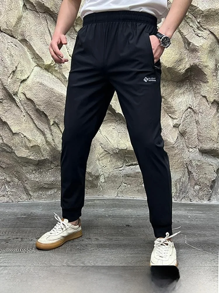 

Profional Outdoor Men's Sport Casual Pants Ice Silk Qui Dry Elastic Breathable Spring Summer Straight Leg Long Pants
