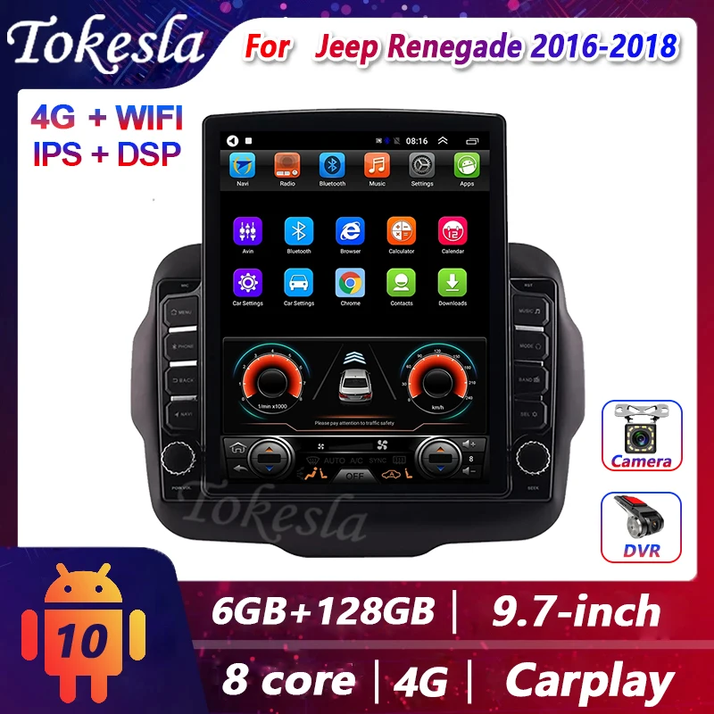 Tokesla Car Radio For Jeep Renegade Android Auto 11 Dvd Multimedia Player Touch Screen Stereo Receiver Gps Navigation Carplay