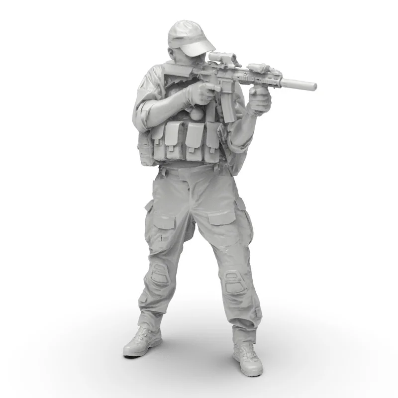 1/35 Scale Special Forces Soldier Resin Miniature Figurine 3d Printed White Model Unassembled Unpainted Collectible Toy Figure