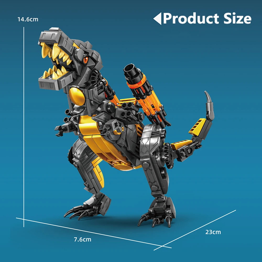Mechanical Dinosaur Blocks DIY Combat T-Rex 3D Model Kit,with Mechanical Weapons, Holiday Decor Gift Set for Kids and Adults