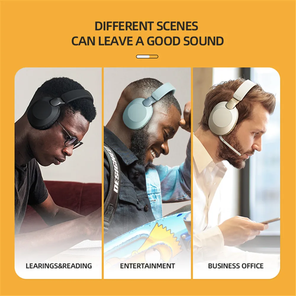 سماعات رأس تعمل لاسلكيًا لمدة 14 ساعة من شومي للأذنين كبيرة قابلة للدوران سماعات أذن للتمديد مزودة بميكروفون قابل للطي مناسب للعمل التجاري