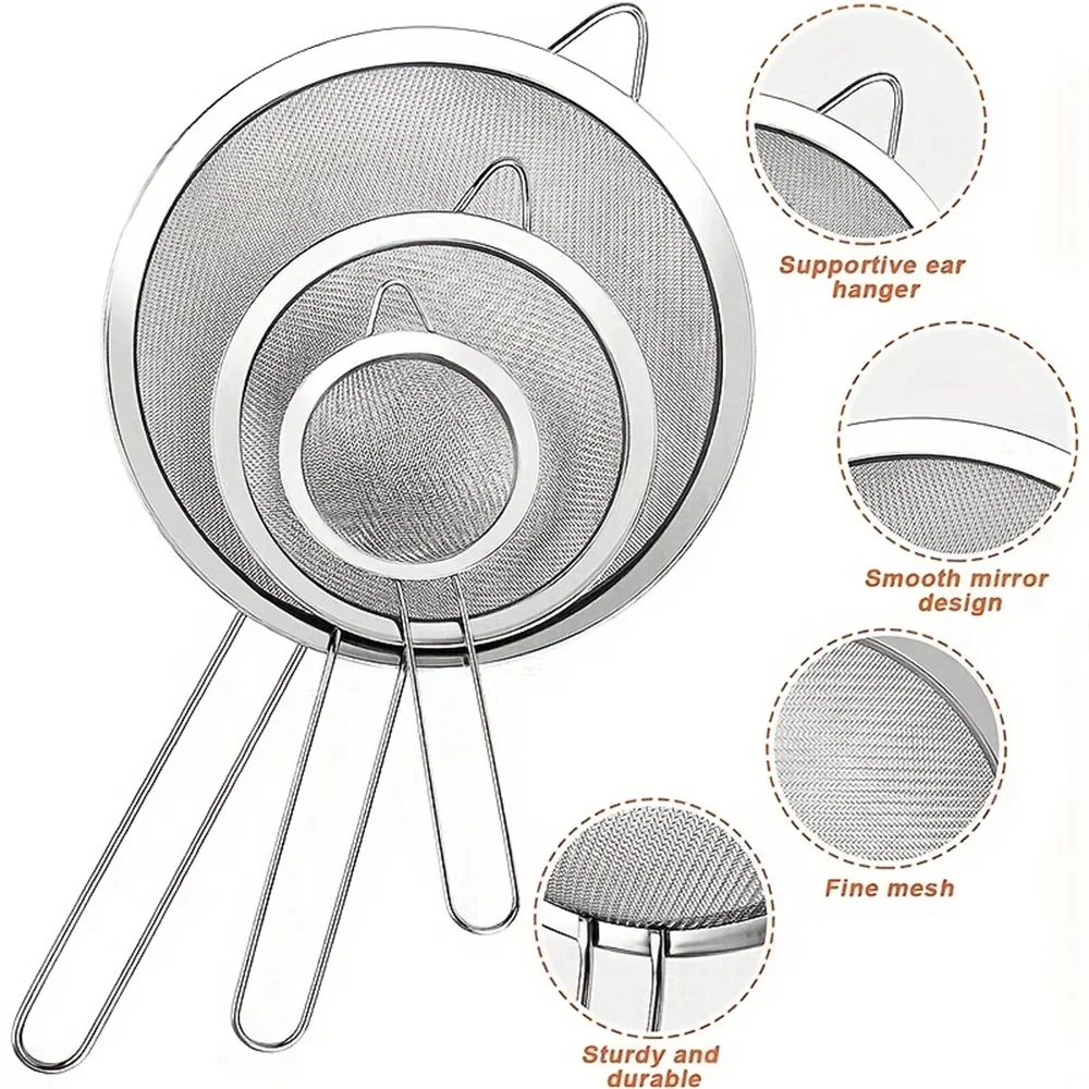 1pc Stainless Steel Juice & Soya Milk Strainer Sieve Ultra Fine Mesh Oil Grid Fishing Dumplings  Hotpot Leaky Spoon Kitchen Tool