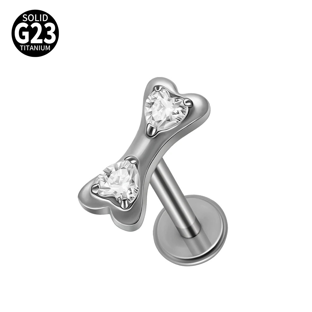 G23 Titanium Star Zircon Lip Studs